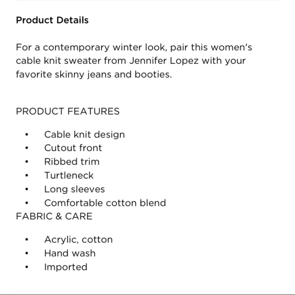 JENNIFER LOPEZ Cutout Cable Turtleneck Sweater S - Picture 9 of 9